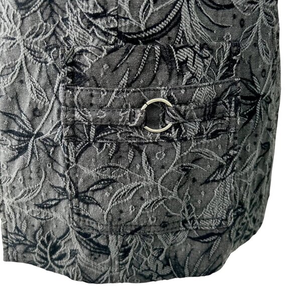 TRIBAL BLACK FLORAL TEXTURED ZIP-UP BLAZER JACKET - 4 - Picture 3 of 6